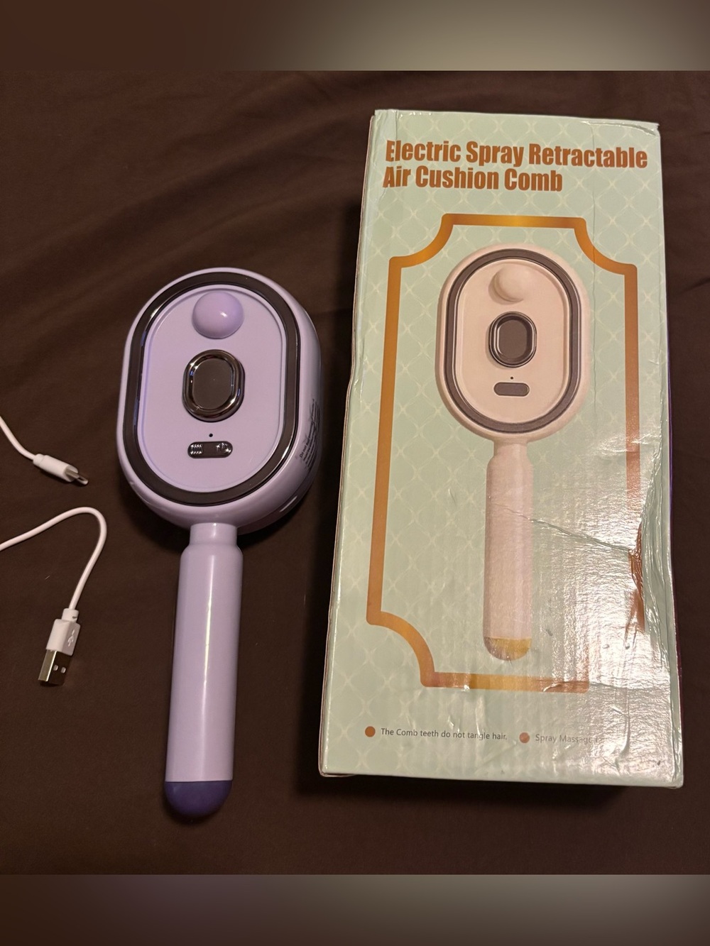 Electric Spray Retractable Air Cushion Comb - Lavender